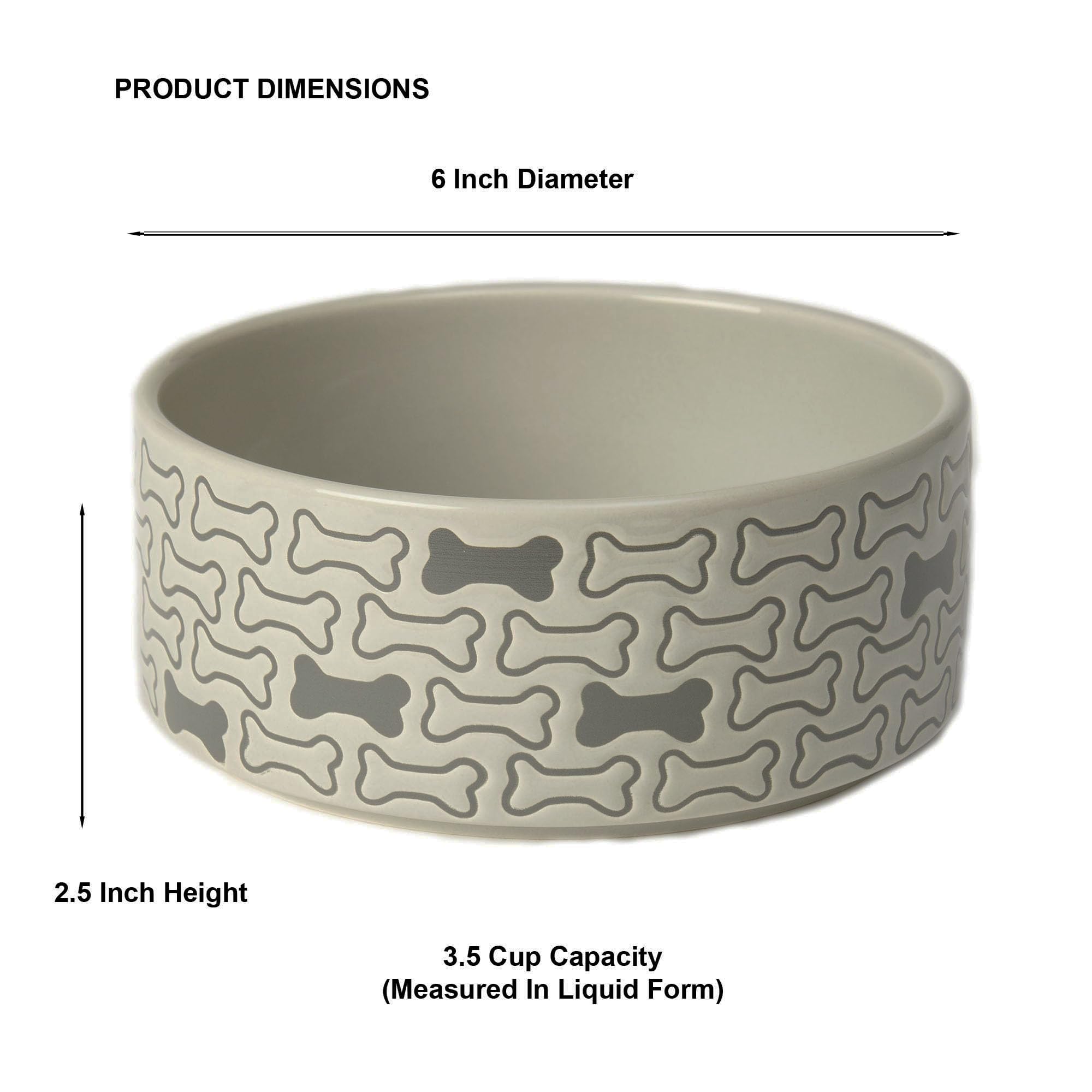 Amazon.com : PetRageous 18429 Bones Round Stoneware Dog Bowl